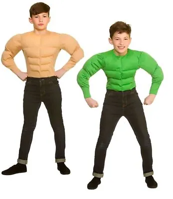 Childrens Muscle Man Fancy Dress Accessory Padded Chest Boys Hulk Halloween • £12.90