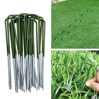 Garden Weed Staples Pins Securing U Pegs Turf Artificial Grass Green Galvanised • £3.99