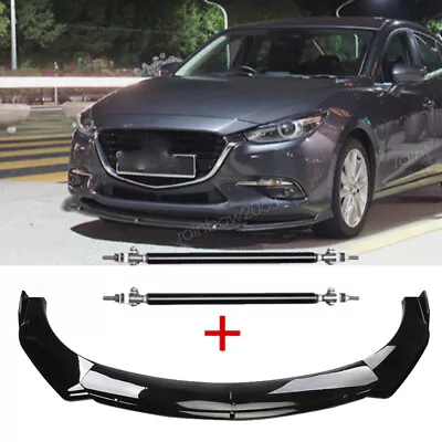 For Mazda 3 Sedan Hatchback  Black Front Bumper Body Kit Spoiler Lip+Strut Rods • $79.99