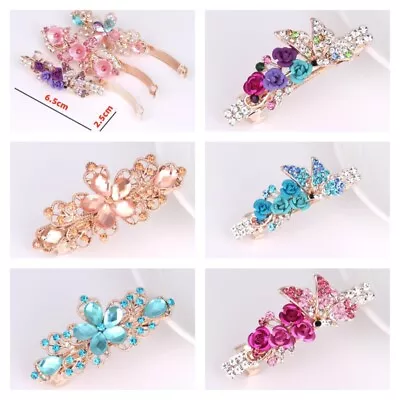 2/3x Flower Butterfly Wedding Hair Pins Crystal Diamante Grips Bridal Hair Clips • $13.37