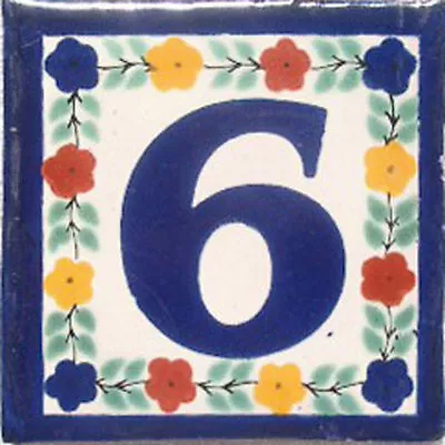 ONE 4x4 Mexican Tile Talavera House Numbers Tiles  • $1.50