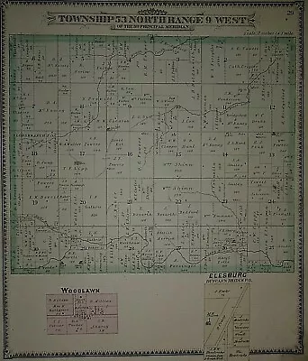 Vintage 1889 Land Owners Plat Map ~ LONG BRANCH P.O. MONROE Co MISSOURI • $34
