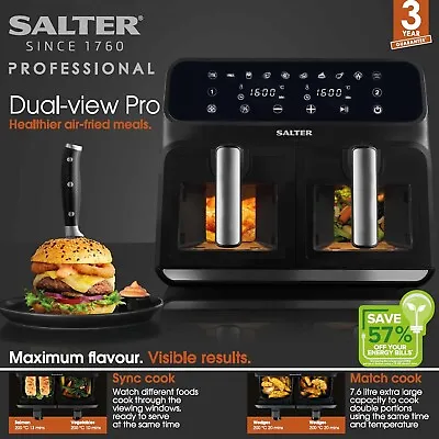 Salter 7.6L Double Glass Window Dual Air Fryer • £74