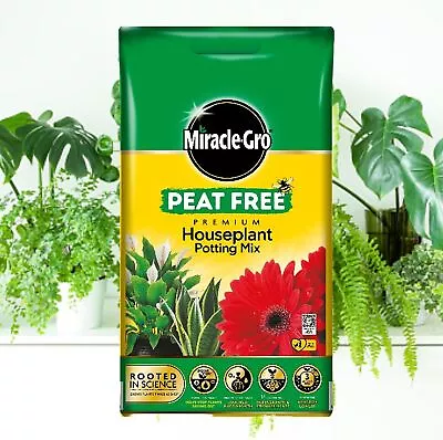 Miracle-Gro Peat Free Premium Houseplant Compost Potting Mix Soil Minerals 10L • £7.95