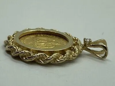 Men's 1945 Dos Pesos 20 Coin Wedding Pendant 14k Yellow Gold Plated 18'' Chain • $180.39