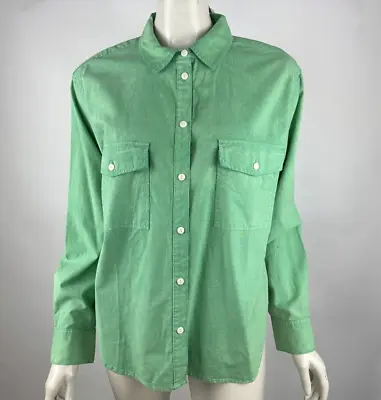 J Crew Garment Dyed Chambray Shirt Meadow Women 10 NWT BP627 Pockets Cotton • $63.90