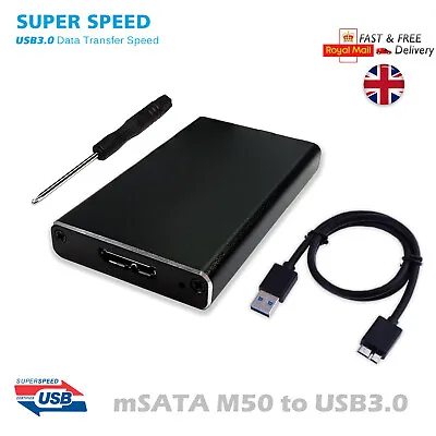 New MSATA To USB 3.0 External Disk Enclosure Converter Adapter SSD Case Box UK • £8.45