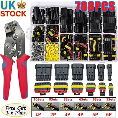 708PCS Motorcycle Car Electrical Auto Wire Connectors Terminal 1-6 Pin Plier UK • £8.39