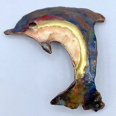 A4-2555 Vintage Brooch Signed Silver Pin 2  Animal Fish Dolphin • $4.99