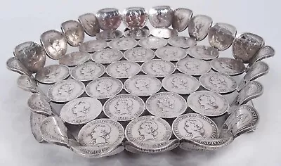 Antique Dish Brazilian 1000 Reis Coins Numismatics Bowl South American Silver • $1750