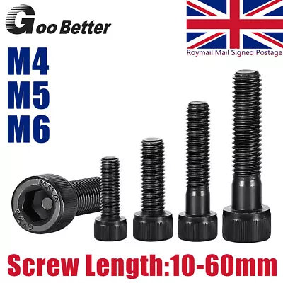 M4 M5 M6 Cap Head Allen Bolts Self Black Colour High Tensile 12.9 Socket Screws • £2.23