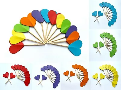 £3.99 • Buy Heart Shaped Double Sided Coloured Cupcake Toppers/Food Picks (12 Pack)