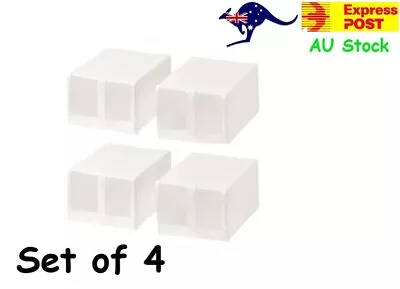 4x IKEA SKUB Shoe Box Storage Container Foldable Organiser White Wardrobe • $32.99