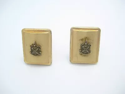 Vintage Gold Filled Military Shield Themed Raised Cuff Links • $37.49