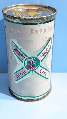 1960s MILLER HIGH LIFE CHAMPAGNE OF BEER FLAT TOP CAN GIRL ON MOON VIRGINIA (A2) • $45