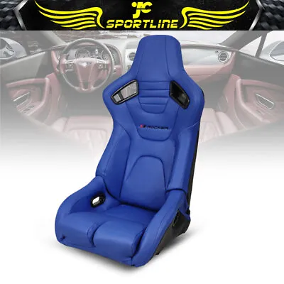 Bucket Racing Seat Universal Reclinable Left Side Dual Slider Blue PU Leather • $220.66