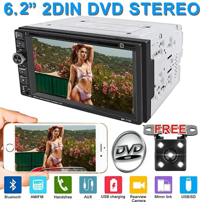 HD 2DIN Car Stereo CD DVD Player Radio FM AM TV USB MP3 Mirror Link For GPS +Cam • $100.85