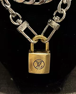 $149.99 • Buy LOUIS VUITTON Padlock On CUBAN LINK NECKLACE Stainless Steel Two Necklaces 