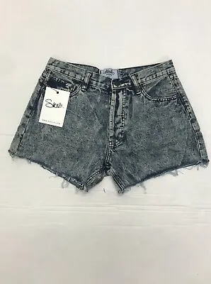 SikSilk Women's Festival Shorts Blue High Waisted Acid Wash UK10 Small • £6.99