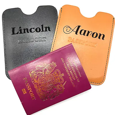 Personalised Leather Secure RFID Wallet Passport Holder Travel Cover Case Card • £8.99