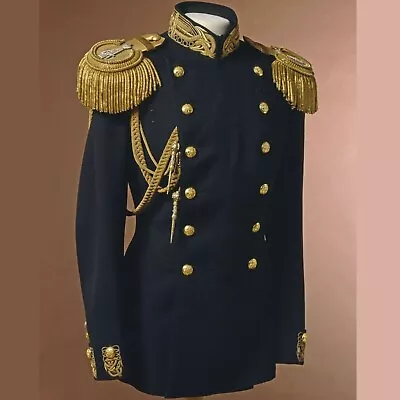 New Men's Black Wool Military Tunic Uniforms Period British Coat Quick Shipping • $272.99