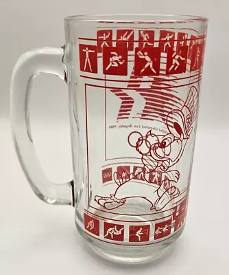 1984 Los Angeles Olympic Games Vintage Sam The Eagle Glass Beer Mug • $5.95