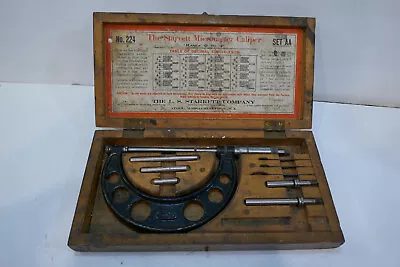 Vintage Starrett Micrometer Set AA In Wood Case 0-4  Model # 224 Caliper  Tools • $59.95