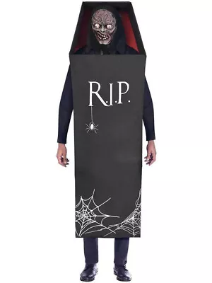 Halloween Adult Men's Creepy Coffin Zombie Vampire Costume Plus Horror Dress XXL • £19.99