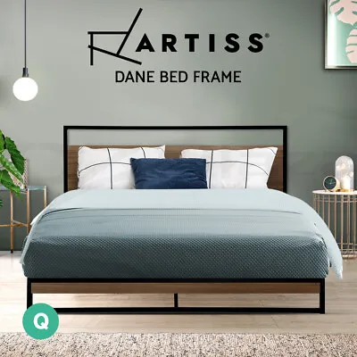 Artiss Bed Frame Queen Size Metal Base Mattress Platform Foundation Black DANE • $130.95