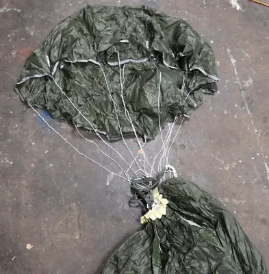 US Military Olive Drab 28' Parachute Canopy W/Lines & Tray • $599.95