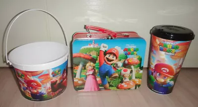 The Super Mario Bros. Movie Tin Lunch Box  Popcorn Bucket & Cup Thailand Set • $49.99