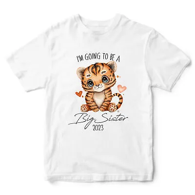Baby Announcement Im Going To Be A Big Sister Tiger T Shirt Girls Personalised • £12.99