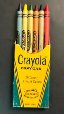 UNUSED!! Vintage 1960s Crayola Crayons No. 6 Binney & Smith In Original Box • $9.95