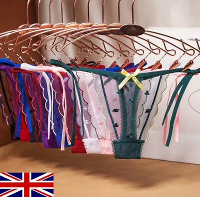 £4.39 • Buy Ladies Sexy Contrast Tie-Side Lace Thong G-String Lingerie Panties Knickers UK