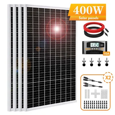 400W Solar Panel Kit 12V-48V Monocrystalline For Home RV Battery Charger 4*100W • $309.85