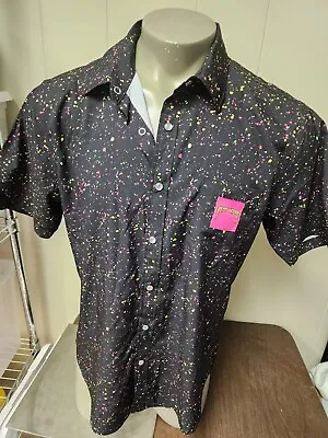 Pit Viper AOP Print Mens Button Up Collar Golf Shirt BRIGHT Sz L  • $65