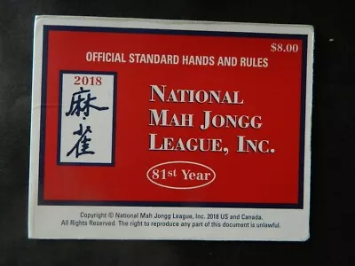 2018  National Mah Jongg League Rules Game Card  (4 X 5 In) • $9.95