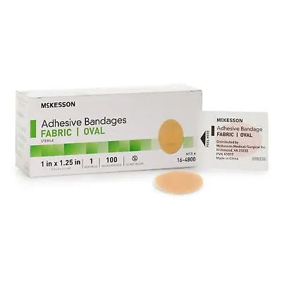 McKesson Tan Fabric Adhesive Bandage Sterile 1 X 1-1/4 Inch 100 Per Box • $8.43