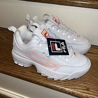 Fila Disruptor II Stitch Womens Shoes Size 7.5 Color: White/Pink Glow/Orange • $38.50