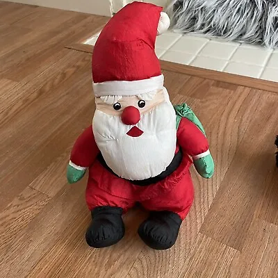 Vtg Nylon Plush Santa Doll Prettique Puffalump Stuffins Christmas Decor • $10