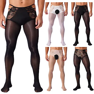 Mens Tights Oil Shiny Pantyhose Glossy Pants Clubwear Stockings Nightclub 8D • £13.79