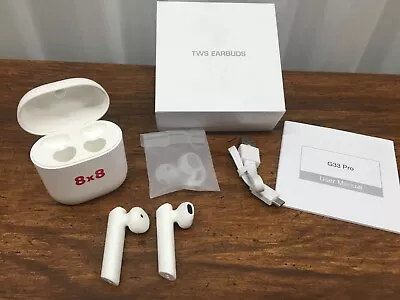 New NIB White TWS Earbuds G33 Pro Wireless Bluetooth Ear Buds 8x8 X0023T2OQP • $20