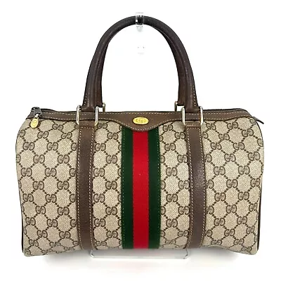 Vintage Gucci GG Pattern Sherry Line Mini Boston Bag PVC Leather Authentic 193 • $339.99