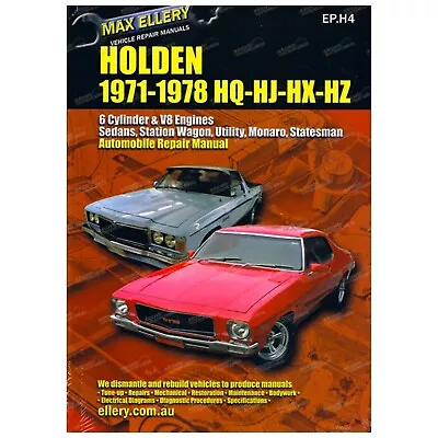 New Workshop Repair Manual For Holden Kingswood HQ HJ HX HZ 6cyl V8 Monaro Book • $60.95