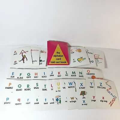 Vintage 1976 Laminated Alphabet Word Flash Cards.  Teach Learn Leonard Shortall • $14.98