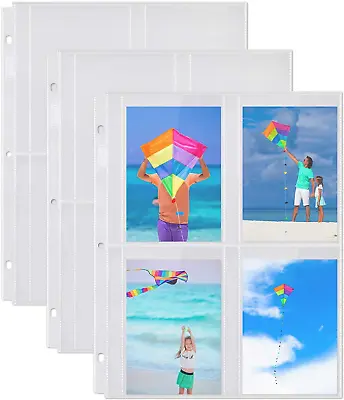 Photo Album Refill Pages 3.5x5 25 Pack For 200 Pictures 3ring Binder Photo Poc • $10.02