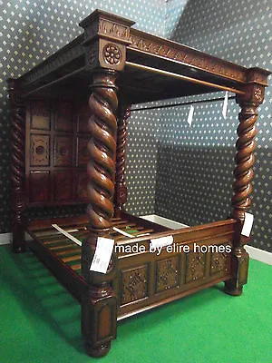 19cm Thick Columns 100% Solid Mahogany Four Poster Impressive Bed Bedframe • $8630.82