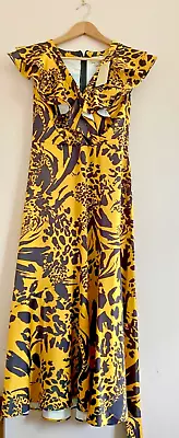 Coast Dress Yellow & Black Aurora Size 12 BNWT Medium Length  • £15.35