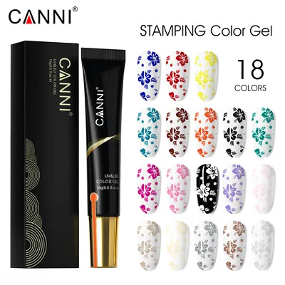 CANNI® Stamping Nail Gel Polish Colour Coat Soak Off UV / LED 15ml - UK • £2.95