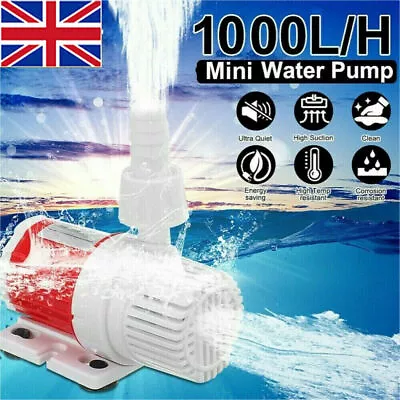 Submersible Water Pump DC 12V 1100L/H 5M For Fountain Garden Fish Pond Aquarium • £8.99